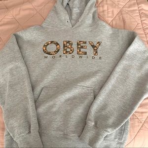 obey floral gray hoodie